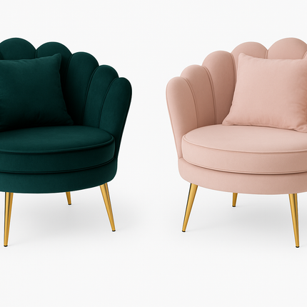 Elegante Fluwelen Fauteuil met Gouden Poten – Stijlvolle Zitplek voor Elk Interieur