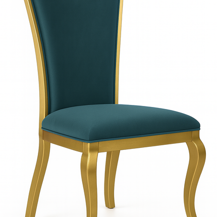 Luxe Eettafelset – Marmerlook Tafel met Gouden Onderstel – Inclusief 6 stoelen –  Velvet