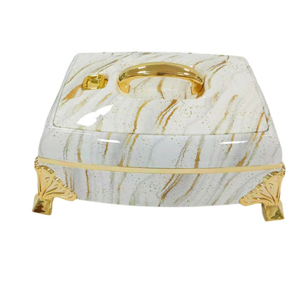 Luxe Marmerlook Hotpot – Warmhoud Kom met Gouden Handvat – 3L