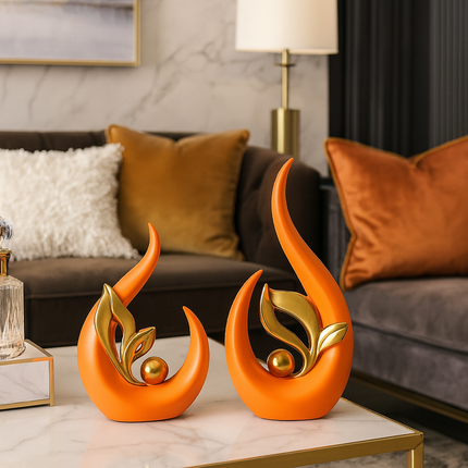 Luxe Decoratiebeeld Set – Wit & Goud (2-delig)
