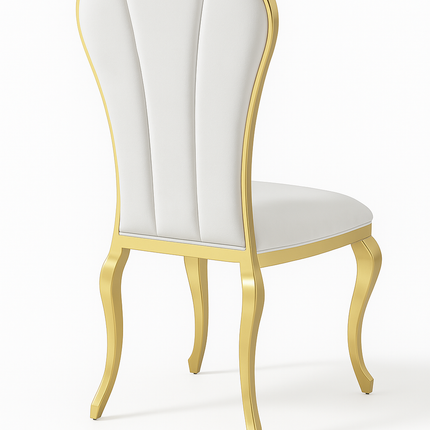 Luxe Design Eetkamerstoel met Gouden Accenten – Wit Fluweel