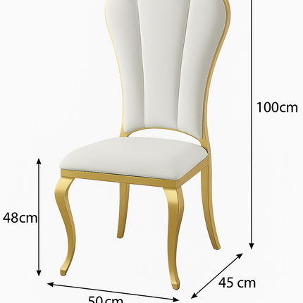 Luxe Design Eetkamerstoel met Gouden Accenten – Wit Fluweel