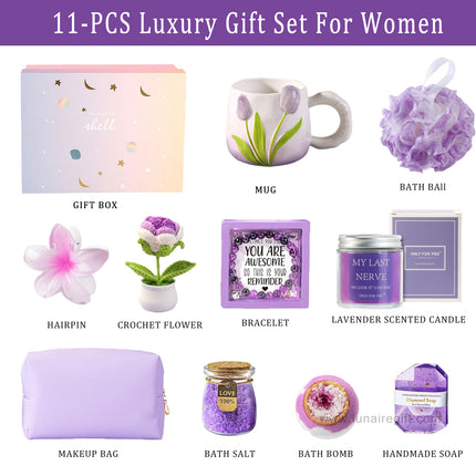 Luxe Wellness Cadeaubox Paars – Zelfzorg Giftset met Geurkaars, Diamant Zeep, Mok & Positieve Quote