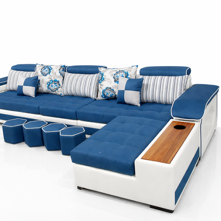 Moderne Luxe Hoekbank met USB, Bluetooth, Vingerafdrukslot & Opbergruimte – Modulaire Designbank in L-vorm