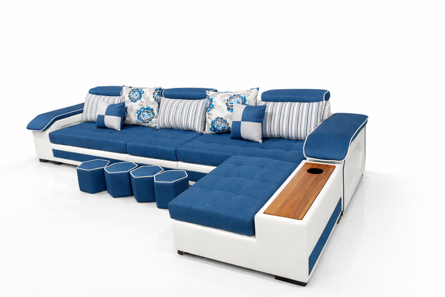 Moderne Luxe Hoekbank met USB, Bluetooth, Vingerafdrukslot & Opbergruimte – Modulaire Designbank in L-vorm