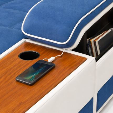 Moderne Luxe Hoekbank met USB, Bluetooth, Vingerafdrukslot & Opbergruimte – Modulaire Designbank in L-vorm