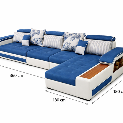 Moderne Luxe Hoekbank met USB, Bluetooth, Vingerafdrukslot & Opbergruimte – Modulaire Designbank in L-vorm