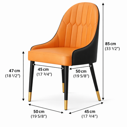 Moderne Eetkamerstoel Oranje/Zwart – Luxe Design Stoel met Gouden Poten