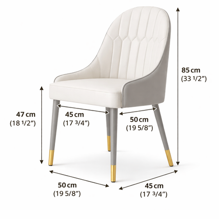 Moderne Eetkamerstoel Wit/Grijs – Luxe Design Stoel met Gouden Pote