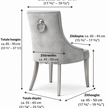 Luxe Velvet Eetkamerstoel Grijs – Gecapitonneerd Design