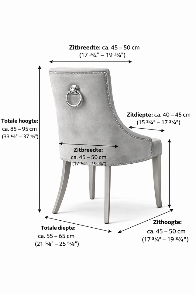Luxe Velvet Eetkamerstoel Grijs – Gecapitonneerd Design