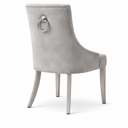 Luxe Velvet Eetkamerstoel Grijs – Gecapitonneerd Design