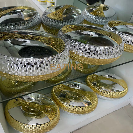 3 Sets Luxe gouden Hotpot Warmhoud Kom met Deksel – 4L –5L-6L Stijlvolle Serveerschaal