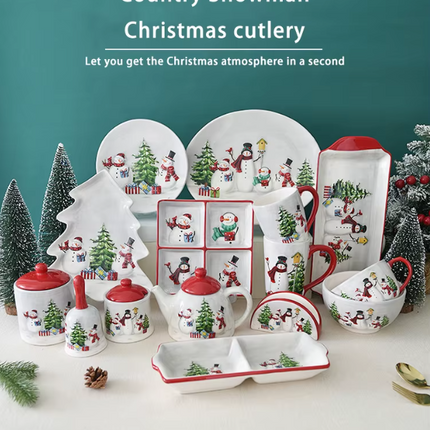 Luxe Kerstservies met Sneeuwpop Design