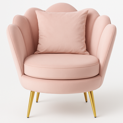 Elegante Fluwelen Fauteuil met Gouden Poten – Stijlvolle Zitplek voor Elk Interieur